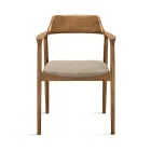 Dos sillas de madera de haya con asiento tapizado en tela bicolor - Dorian viadurini