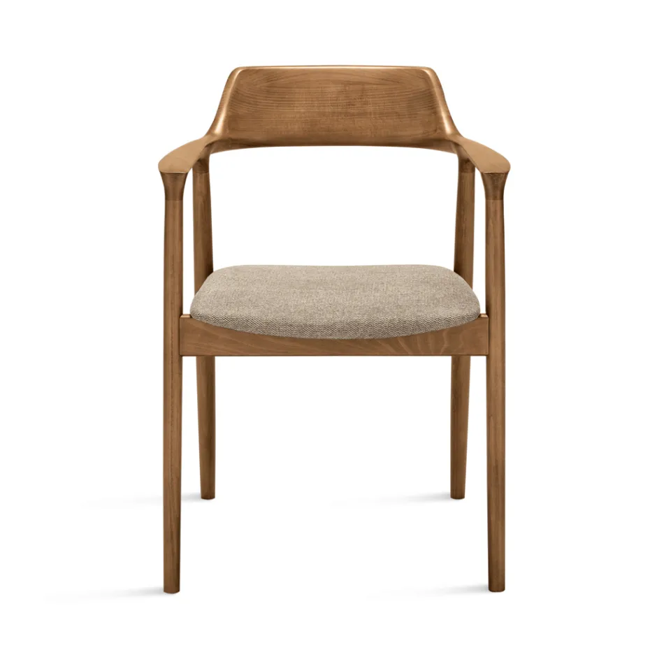 Dos sillas de madera de haya con asiento tapizado en tela bicolor - Dorian viadurini