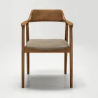 Dos sillas de madera de haya con asiento tapizado en tela bicolor - Dorian viadurini
