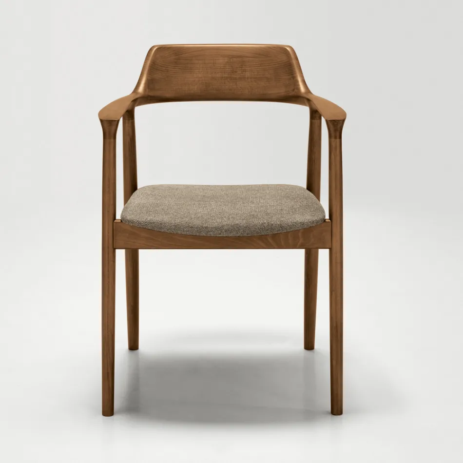 Dos sillas de madera de haya con asiento tapizado en tela bicolor - Dorian viadurini