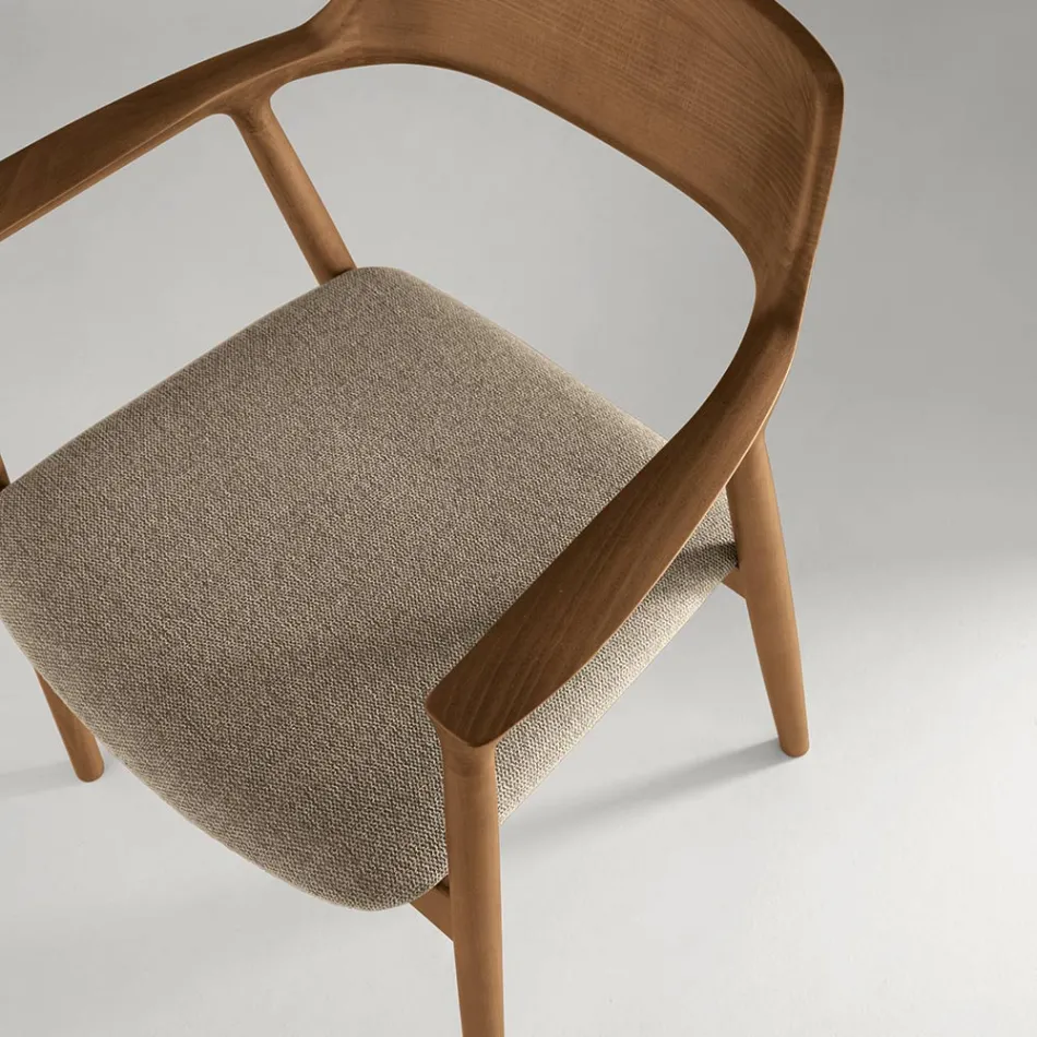 Dos sillas de madera de haya con asiento tapizado en tela bicolor - Dorian viadurini