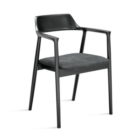 Dos sillas de madera de haya con asiento tapizado en tela bicolor - Dorian viadurini