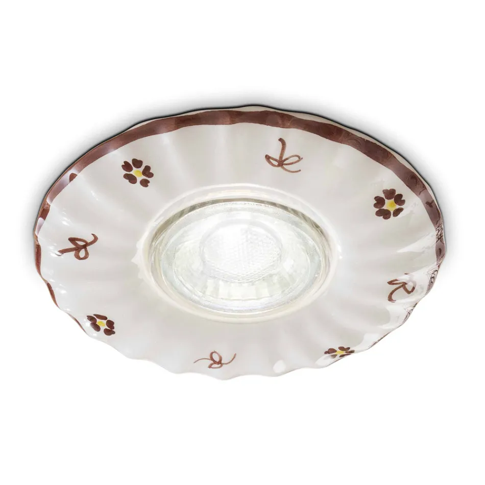 Foco empotrado redondo decorado de cerámica Ferroluce Pescara viadurini