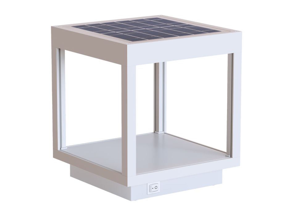 Foco LED Solar Portátil en Aluminio Blanco, Negro o Corten - Bettina viadurini