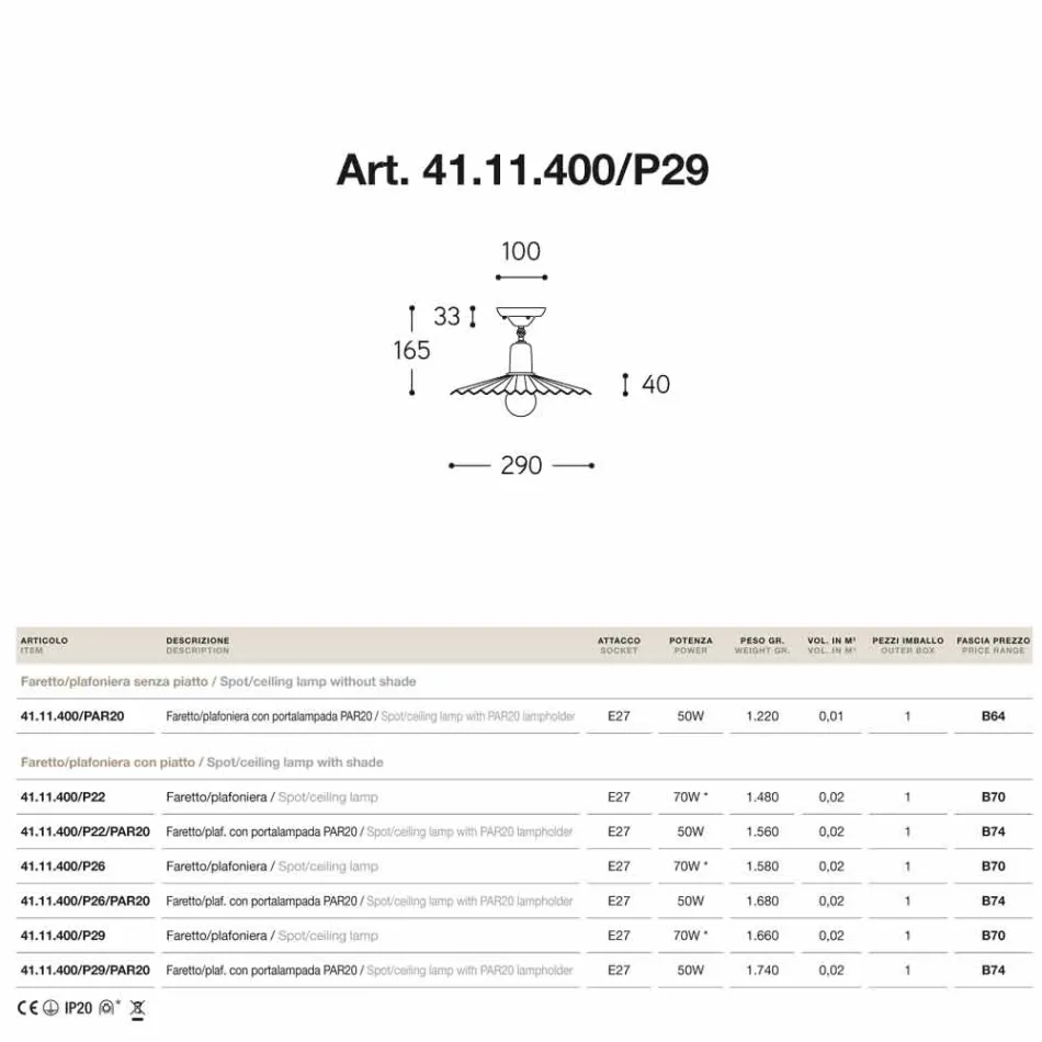 Luz empotrada en el techo en la antigua búho latón viadurini
