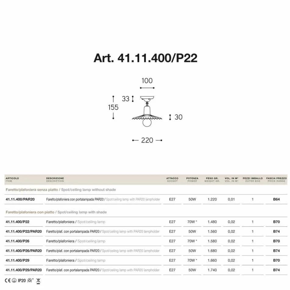 Luz empotrada en el techo en la antigua búho latón viadurini