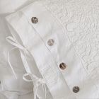 Funda de almohada de lino blanco con encaje, botones y lazos de almohada - Malone viadurini