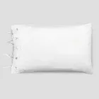 Funda de Almohada de Lino con Encaje Blanco para Cama de Diseño de Lujo Made in Italy - Kiss viadurini
