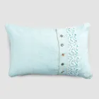 Funda de almohada en lino de colores, encaje Poema y ribetes de lujo italiano - Stego viadurini