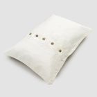 Funda de almohada de lino grueso con decoración de botones Agoya y ribetes - Mediterráneo viadurini