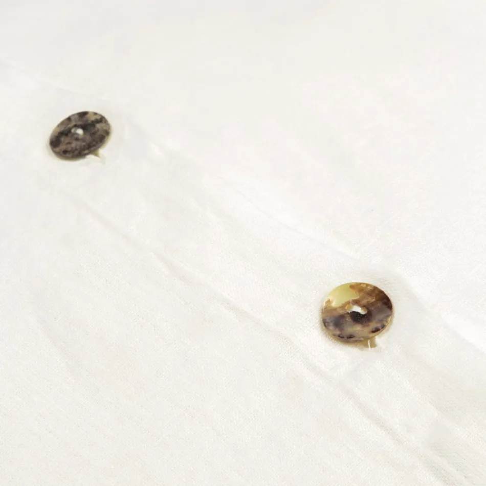 Funda de Almohada Cuadrada de Lino de Colores Pesados con Botones Agoya - Mediterráneo viadurini