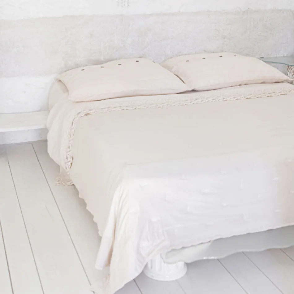 Funda de Almohada Cuadrada de Lino de Colores Pesados con Botones Agoya - Mediterráneo viadurini