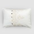 Funda de almohada rectangular con elegante encaje en diseño de lino blanco para cama - Gioiano