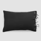 Funda de Almohada de Cama Rectangular de Lino Blanco o Negro con Botones y Cordones - Agora viadurini
