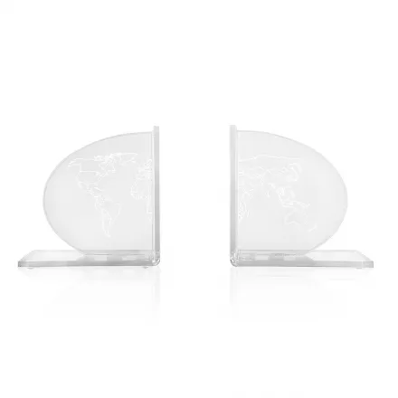 Sujetalibros en Diseño de Plexiglás Transparente con Mapa 2 Piezas - Aretone viadurini