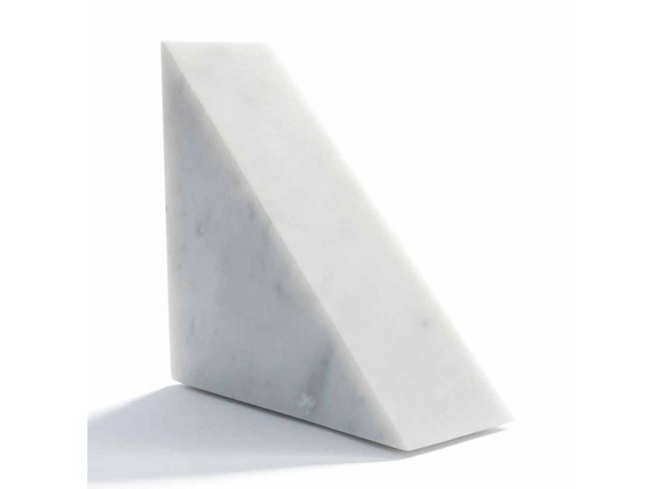 Sujetalibros de mármol blanco moderno de Carrara hecho en Italia - Tria viadurini