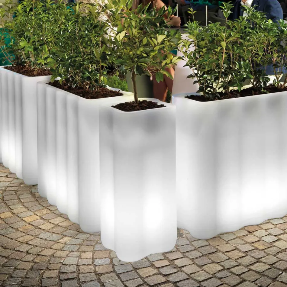 Macetero columnar de polietileno iluminado de dos colores, fabricado en Italia - Barbia viadurini
