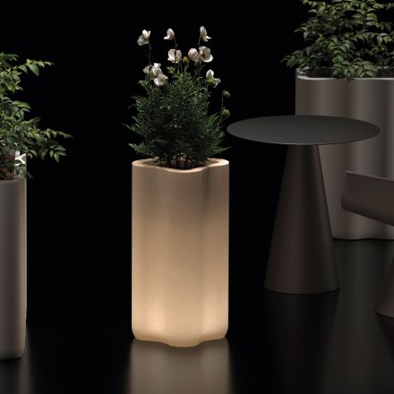 Macetero columnar de polietileno iluminado de dos colores, fabricado en Italia - Barbia viadurini