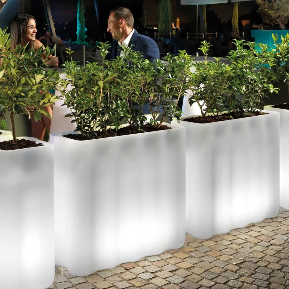 Maceta luminosa de polietileno de dos luces y colores, fabricada en Italia - Barbia viadurini