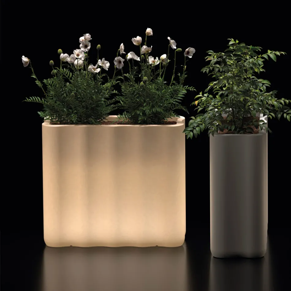 Maceta luminosa de polietileno de dos luces y colores, fabricada en Italia - Barbia viadurini