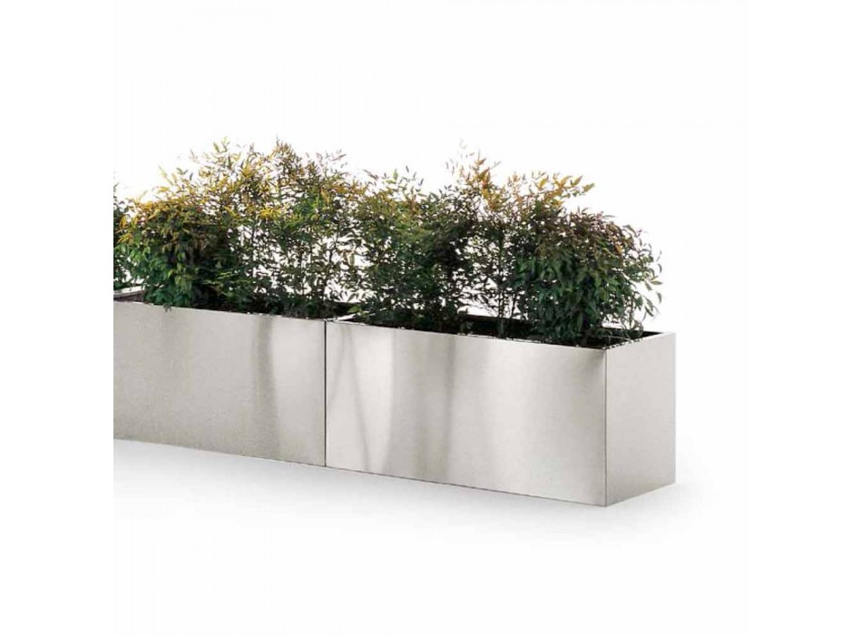Jardinera de jardín de diseño redondo / rectangular en acero Made in Italy - Filadelfia viadurini