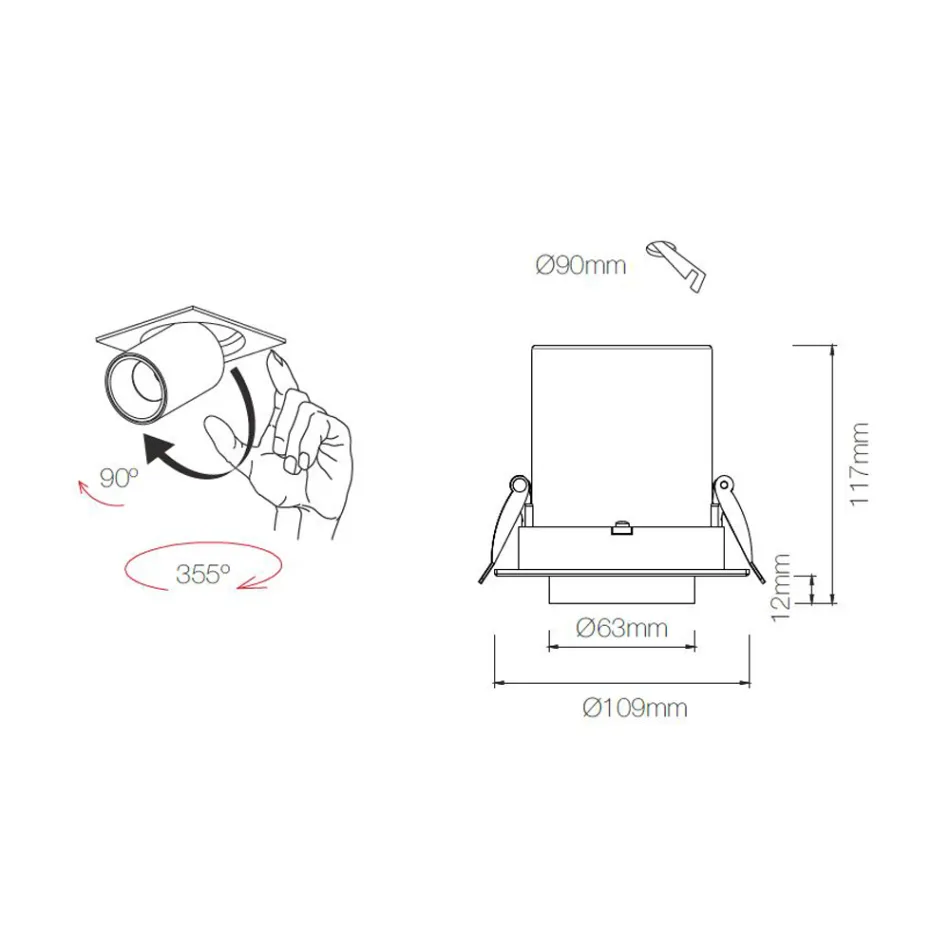 Fotoproyector Led empotrable de techo para interiores en aluminio - Etruscan viadurini