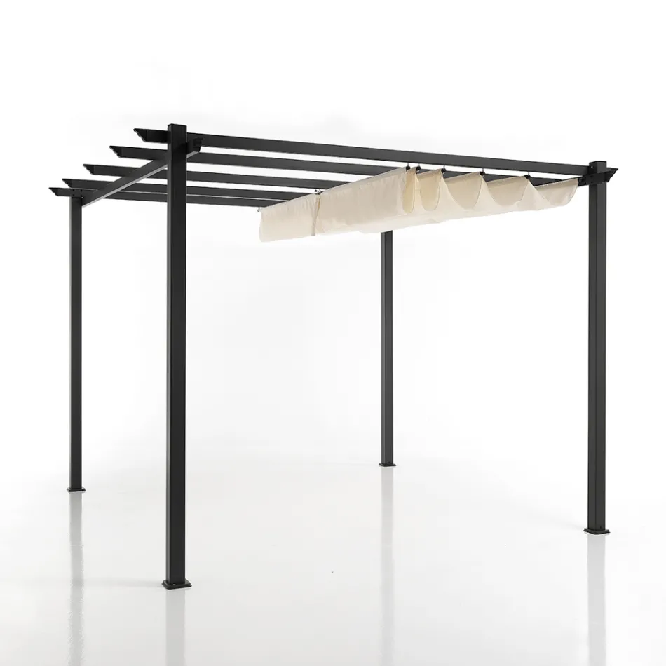 Cenador en Aluminio Pintado con Polvos Epoxi y Tela Corredera - Pesebre viadurini