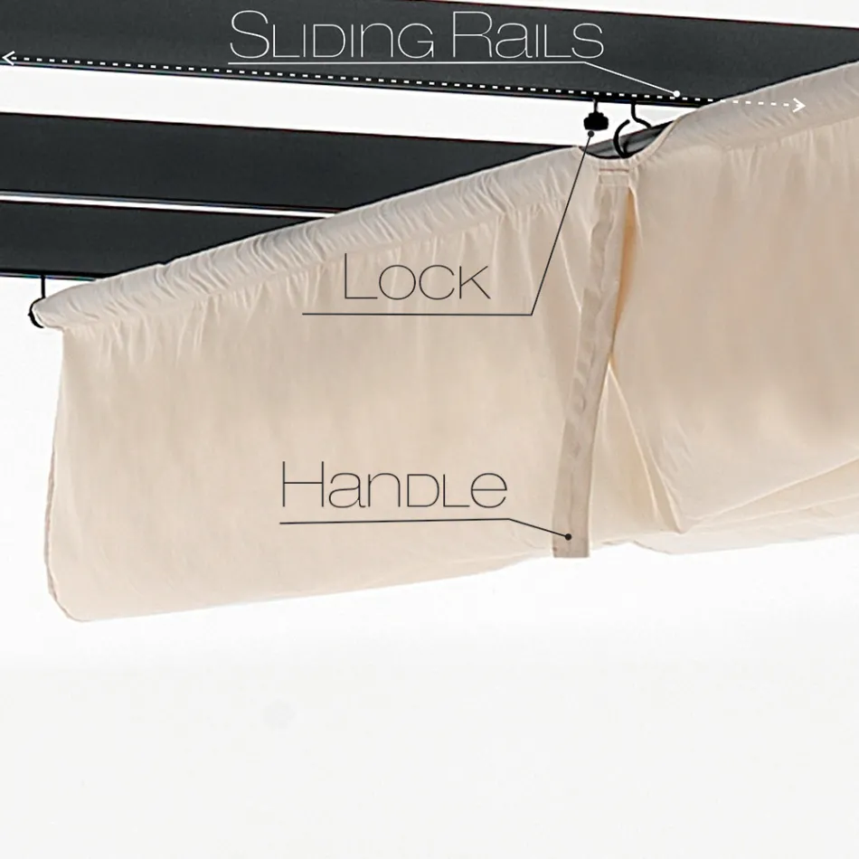 Cenador en Aluminio Pintado con Polvos Epoxi y Tela Corredera - Pesebre viadurini