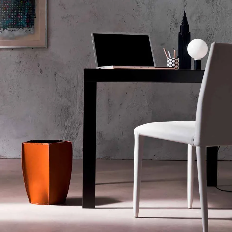 Caja de papel de diseño diseñada en cuero Poligiono regenerado, hecha en Italia viadurini