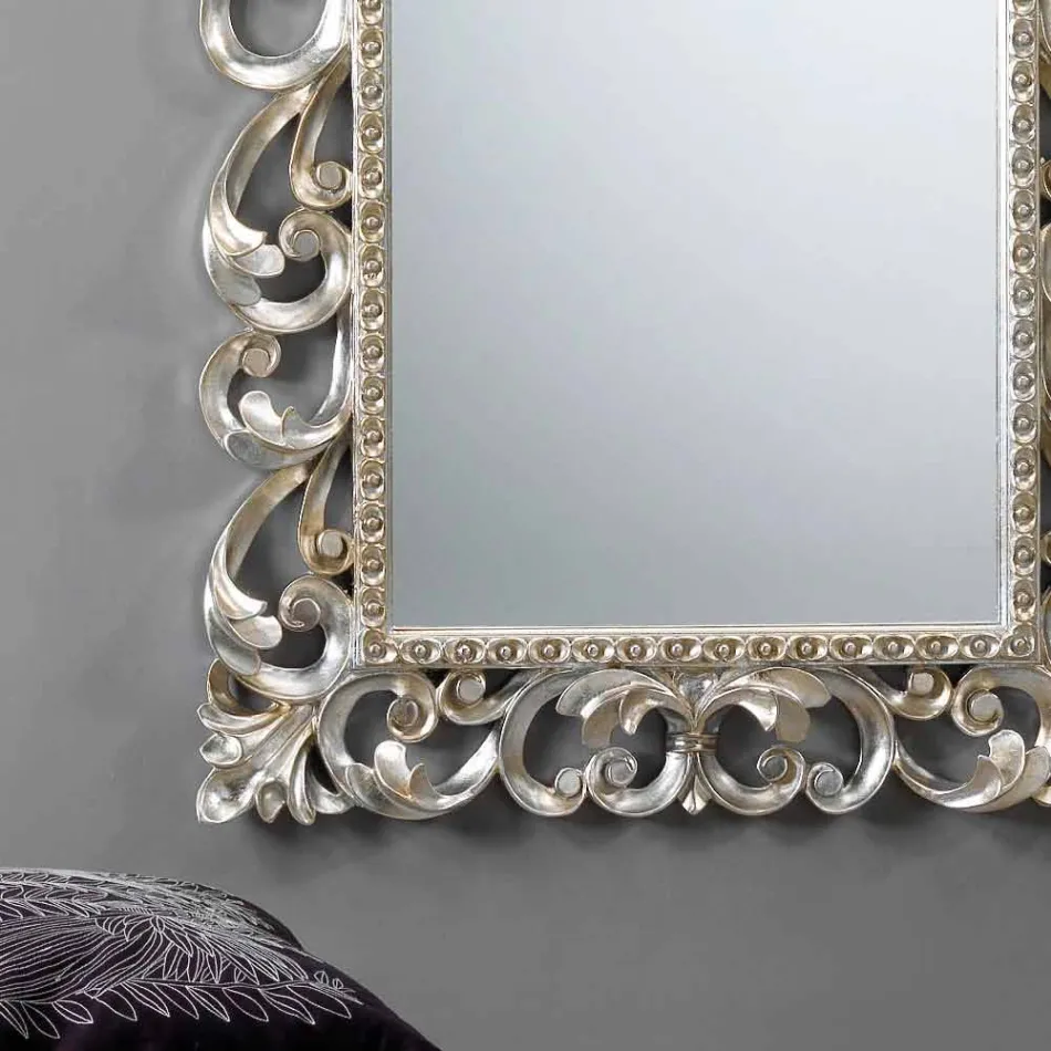 Gran espejo de pared vertical con marco decorado París viadurini