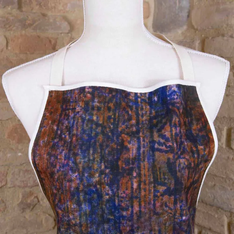 Delantal hecho a mano Estampado hecho a mano de una sola pieza en algodón - Marcas viadurini