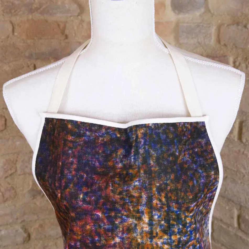 Delantal italiano artesanal en algodón con estampado manual - Marcas viadurini