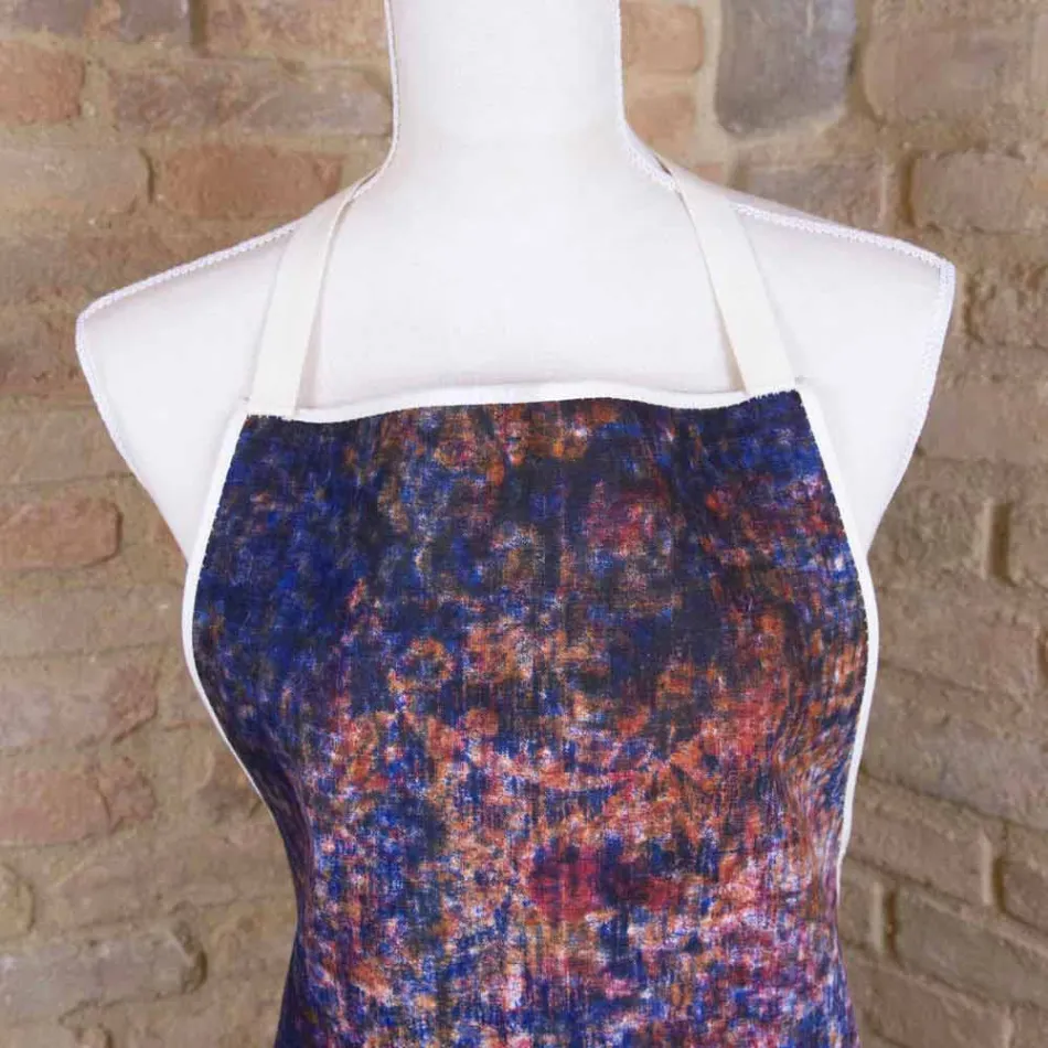 Delantal italiano artesanal en algodón con estampado manual - Marcas viadurini
