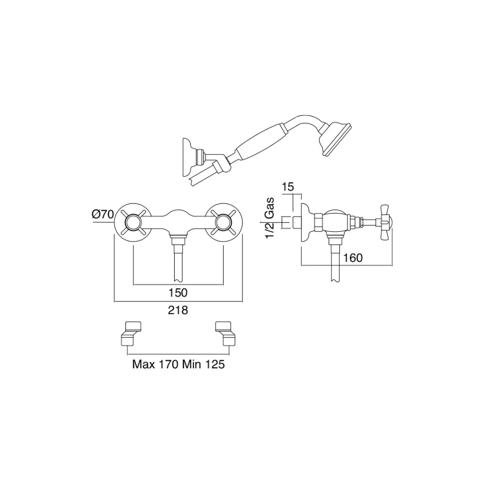 Grupo de ducha de latón de diseño vintage fabricado en Italia - Katerina viadurini