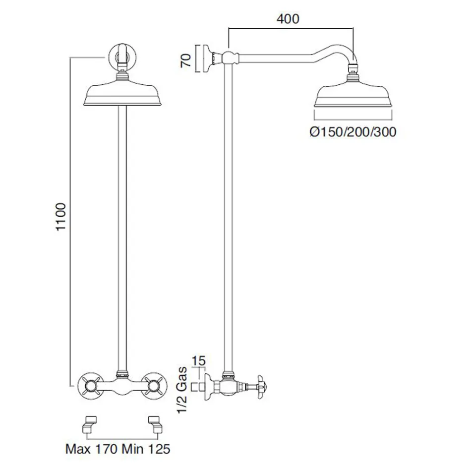 Grupo de ducha de latón artesanal de estilo clásico - Miriano viadurini
