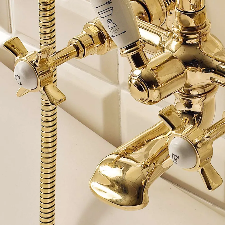 Grupo de bañera de latón de estilo vintage fabricado en Italia - Katerina viadurini