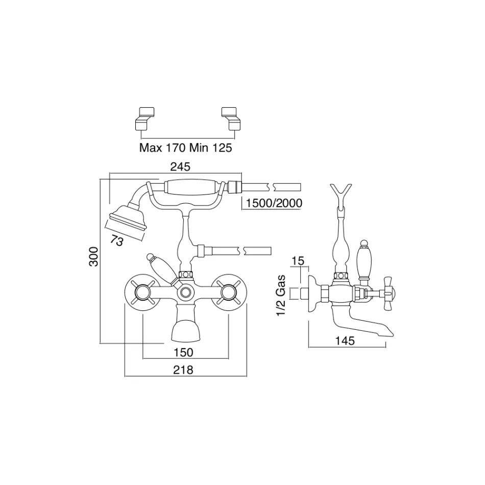 Grupo de bañera de latón de estilo vintage fabricado en Italia - Katerina viadurini