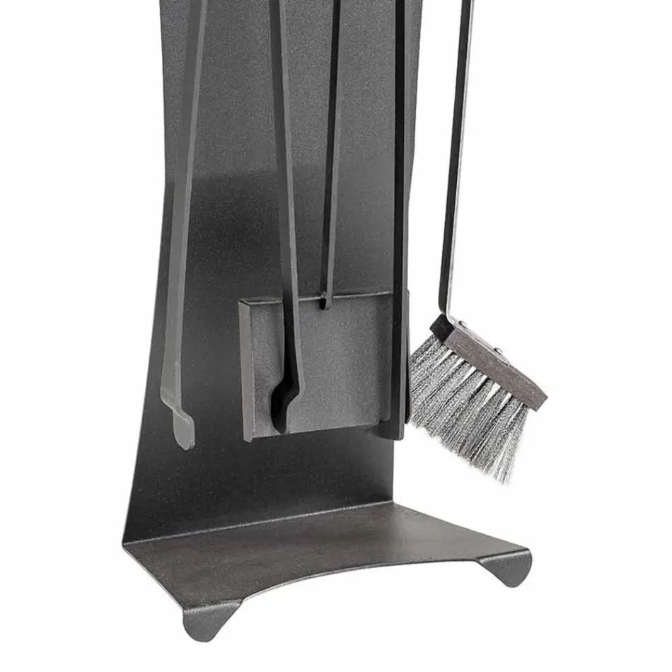 Juego de 4 herramientas para chimenea de acero de diseño Made in Italy - Chandler viadurini