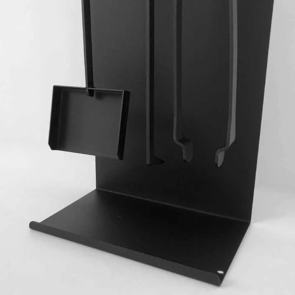 Conjunto de herramientas de diseño para chimenea en acero negro Made in Italy - Ostro viadurini
