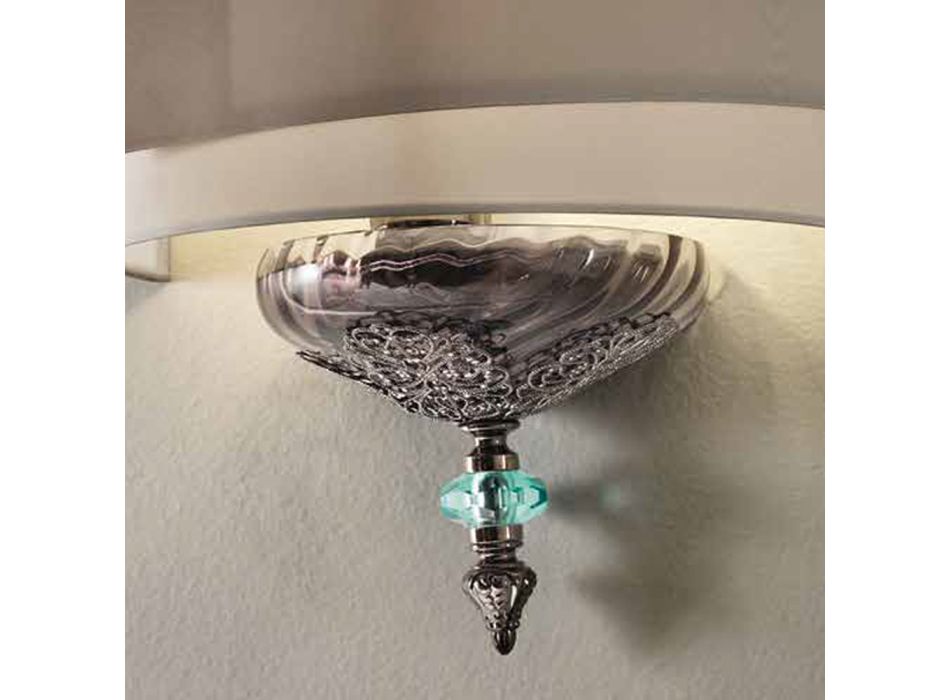 Lámpara de pared clásica italiana de vidrio artesanal con pantalla - Magrena viadurini