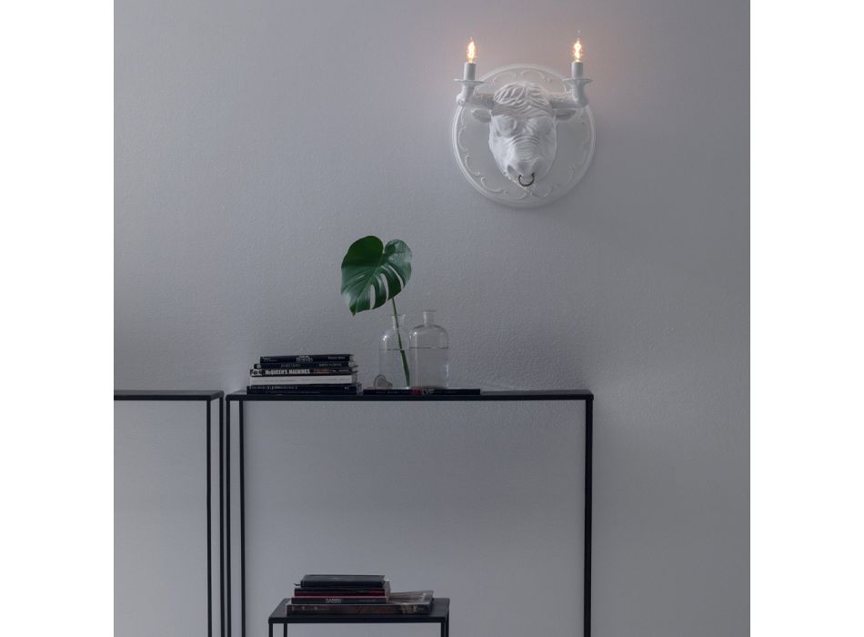 Lámpara de pared con 2 luces en diseño de cerámica en forma de toro - Marrena viadurini