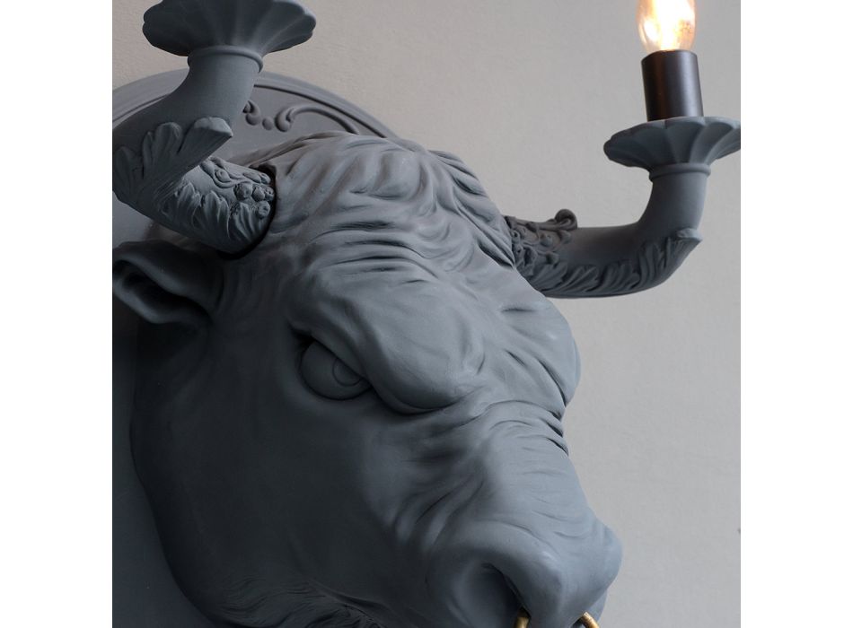 Lámpara de pared con 2 luces en diseño de cerámica en forma de toro - Marrena viadurini