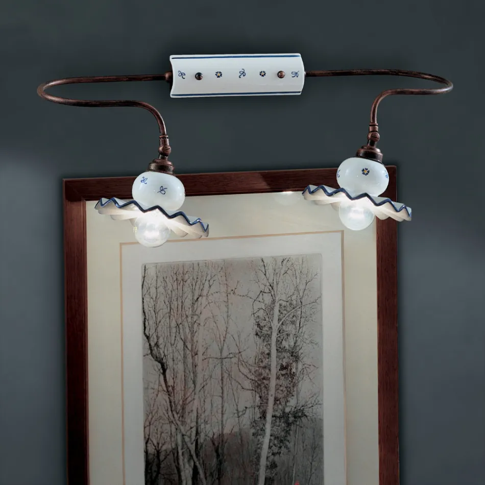 Lámpara de Pared Artesanal de Cerámica Decorada a Mano Country - Roma viadurini