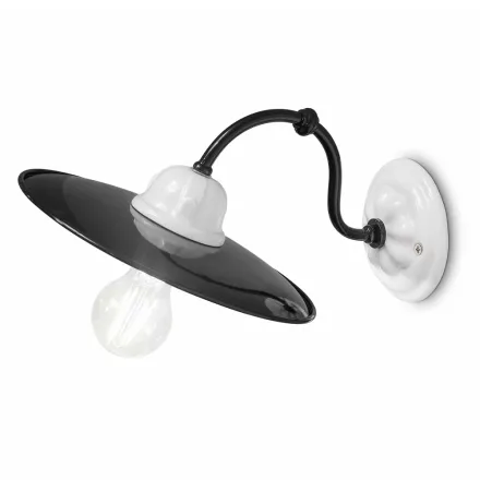 Aplique de Estilo Vintage en Cerámica Blanca y Metal Negro - Power viadurini