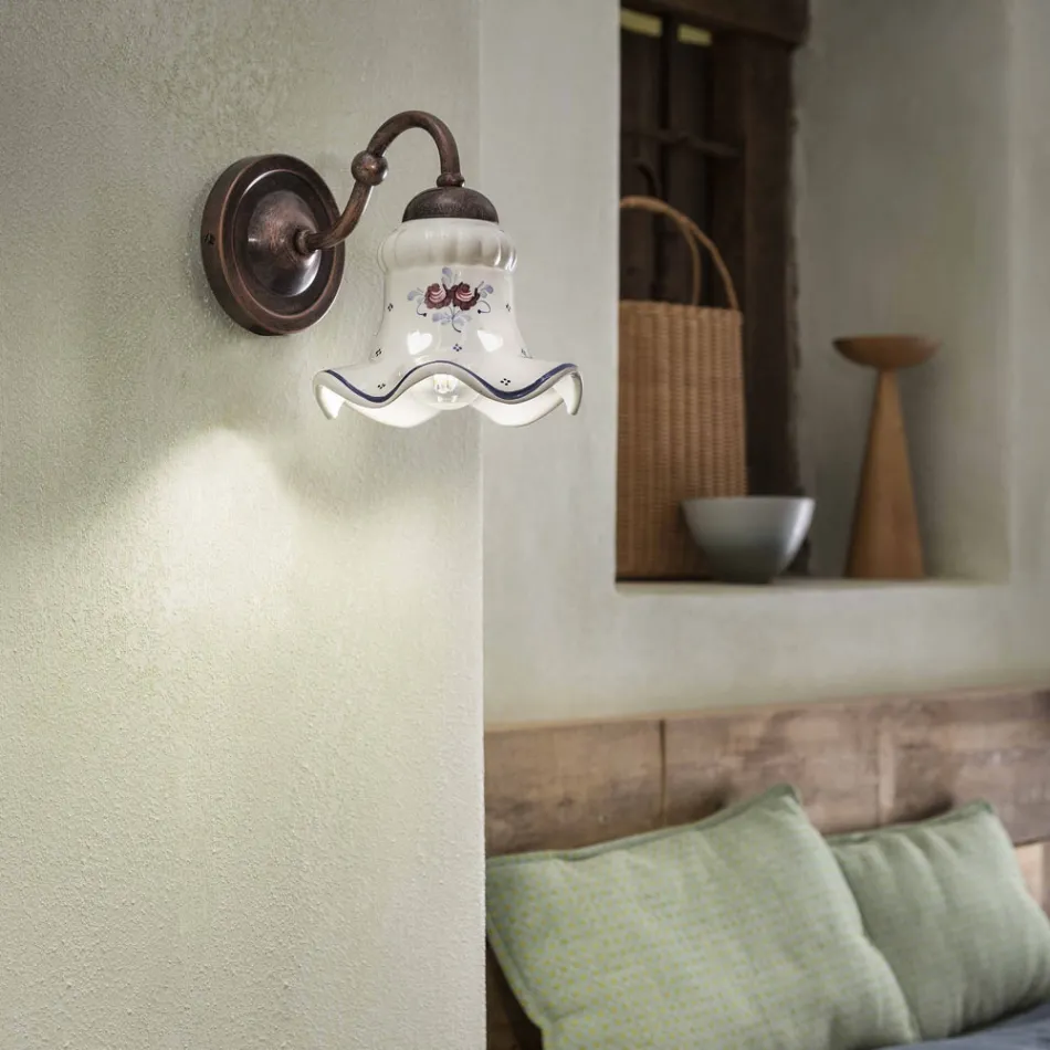 cerámica de pared de la lámpara decorado rústico Ferroluce Chieti viadurini