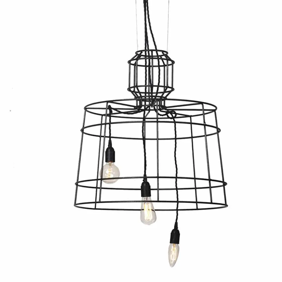 Lámpara de suspensión 3 luces en diseño de metal blanco o natural - Stylus viadurini