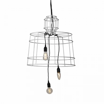 Lámpara de suspensión 3 luces en diseño de metal blanco o natural - Stylus viadurini