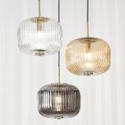 Lámpara de suspensión 3 luces en vidrio soplado coloreado y metal - Trissa viadurini