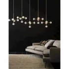 Lámpara de suspensión 5 luces de latón natural y vidrio - Molecola de Il Fanale viadurini