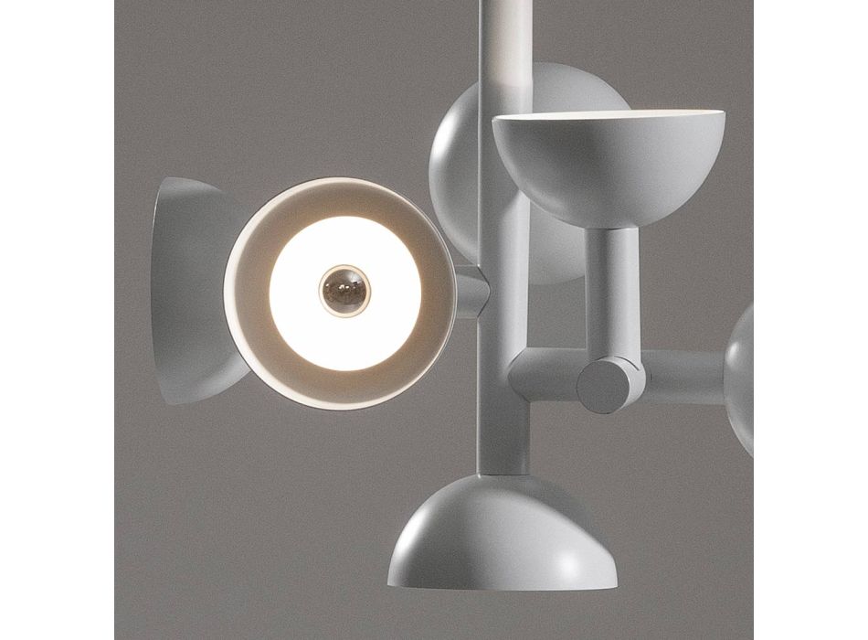 Lámpara de Suspensión Diseño 6 Luces en Aluminio Blanco o Negro - Celio viadurini